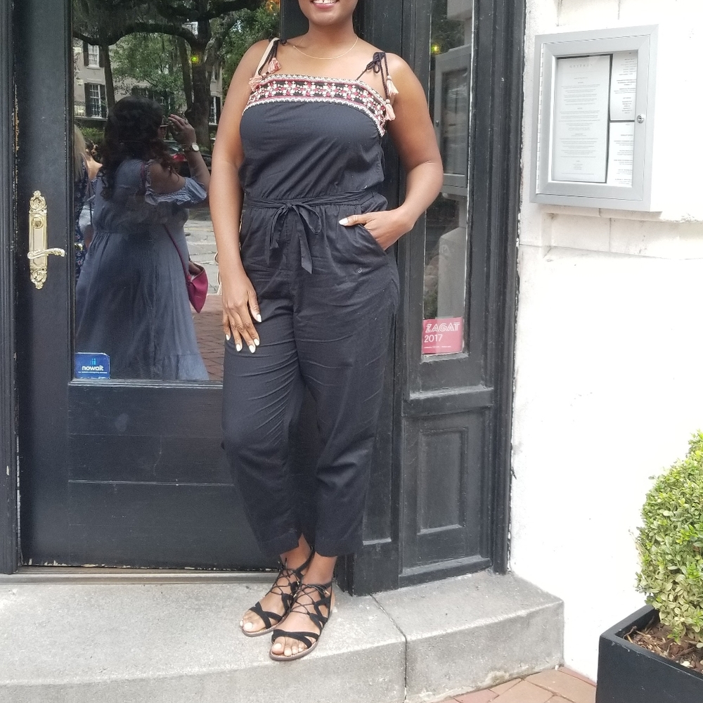 Black embroidered jumpsuit. Veryight and comfy